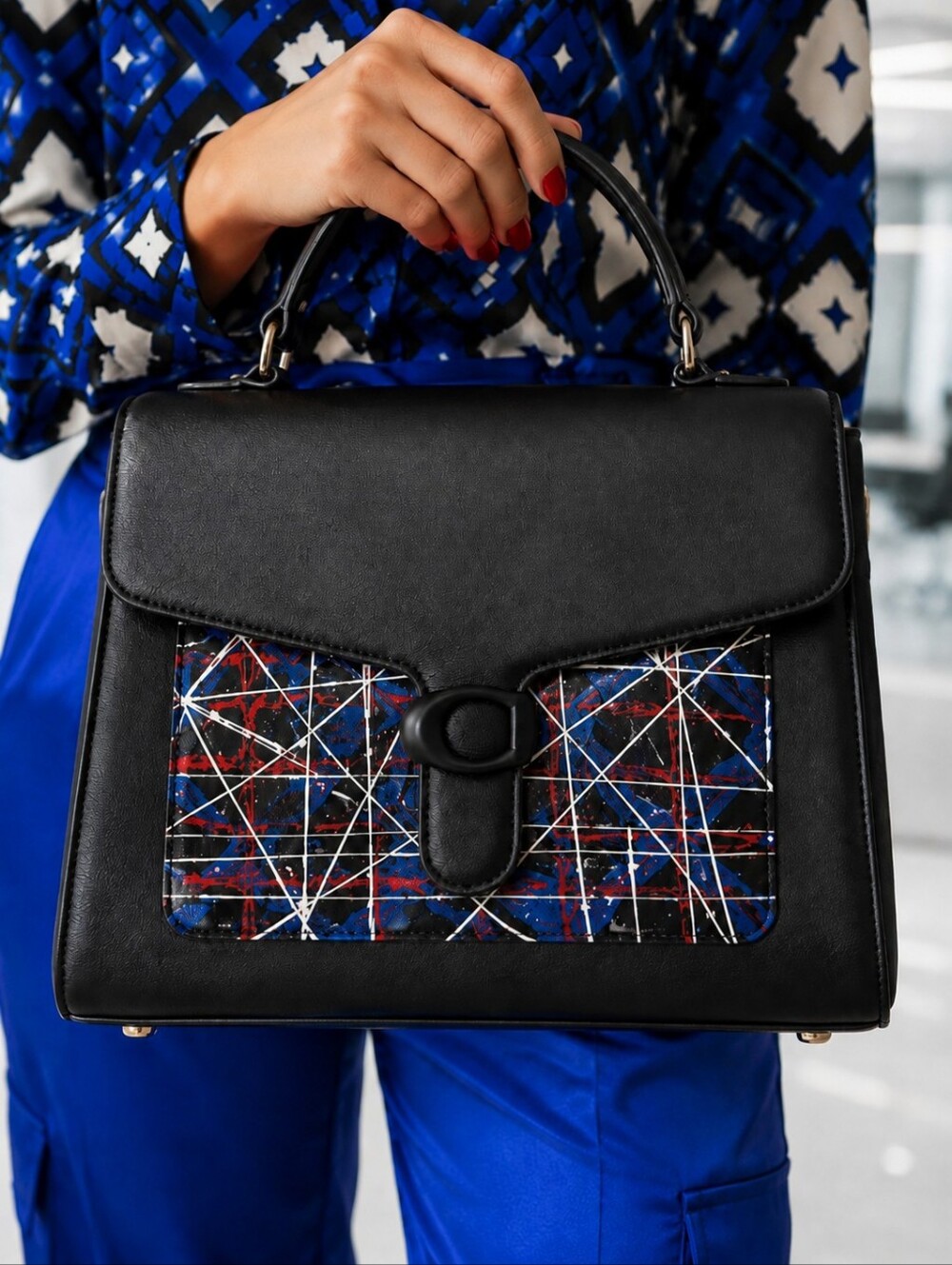 OOAK Geometric Detachable Adjustable Crossbody Bag Structured Organizer Purse
